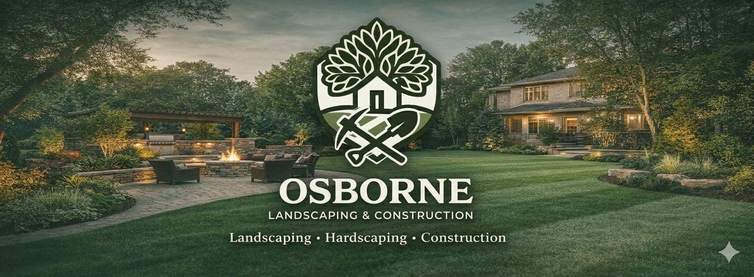 A finished Osborne backyard at dusk